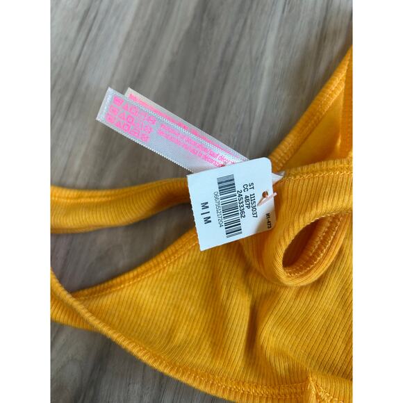Medium Victoria's Secret PINK Sexy Thong String V-Cut LOGO Golden Mustard NWT - Picture 5 of 5